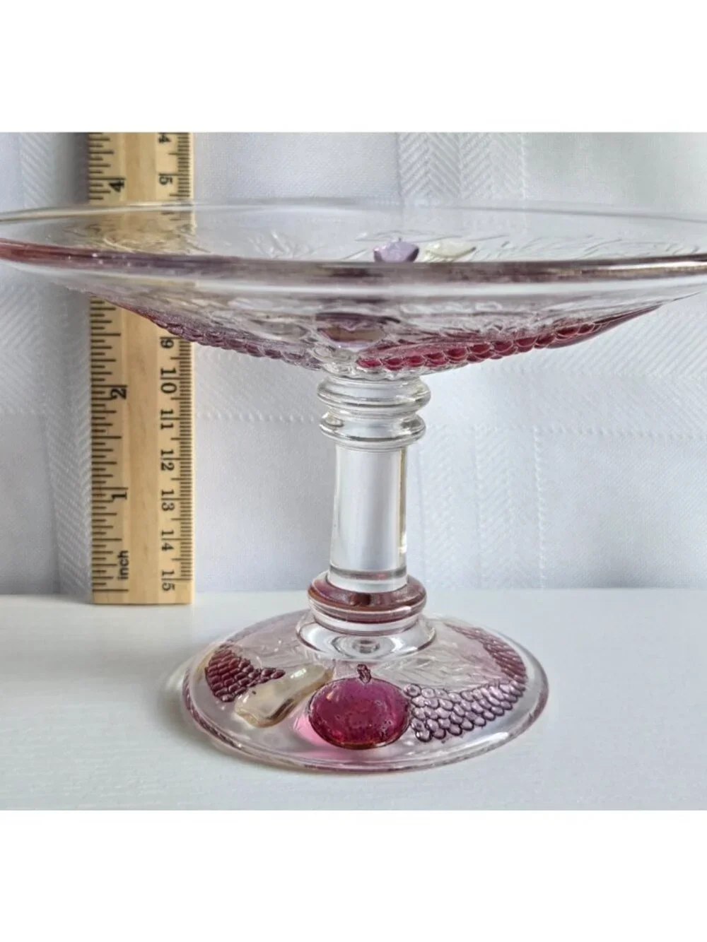 Vintage Westmoreland Glass Della Robbia Fruits Small Compote Pedestal Dish Plate